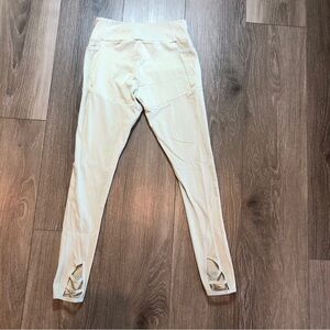 Gymshark Womens Poise Ribbed Cropped Leggings Pockets Green Size Small Athletic